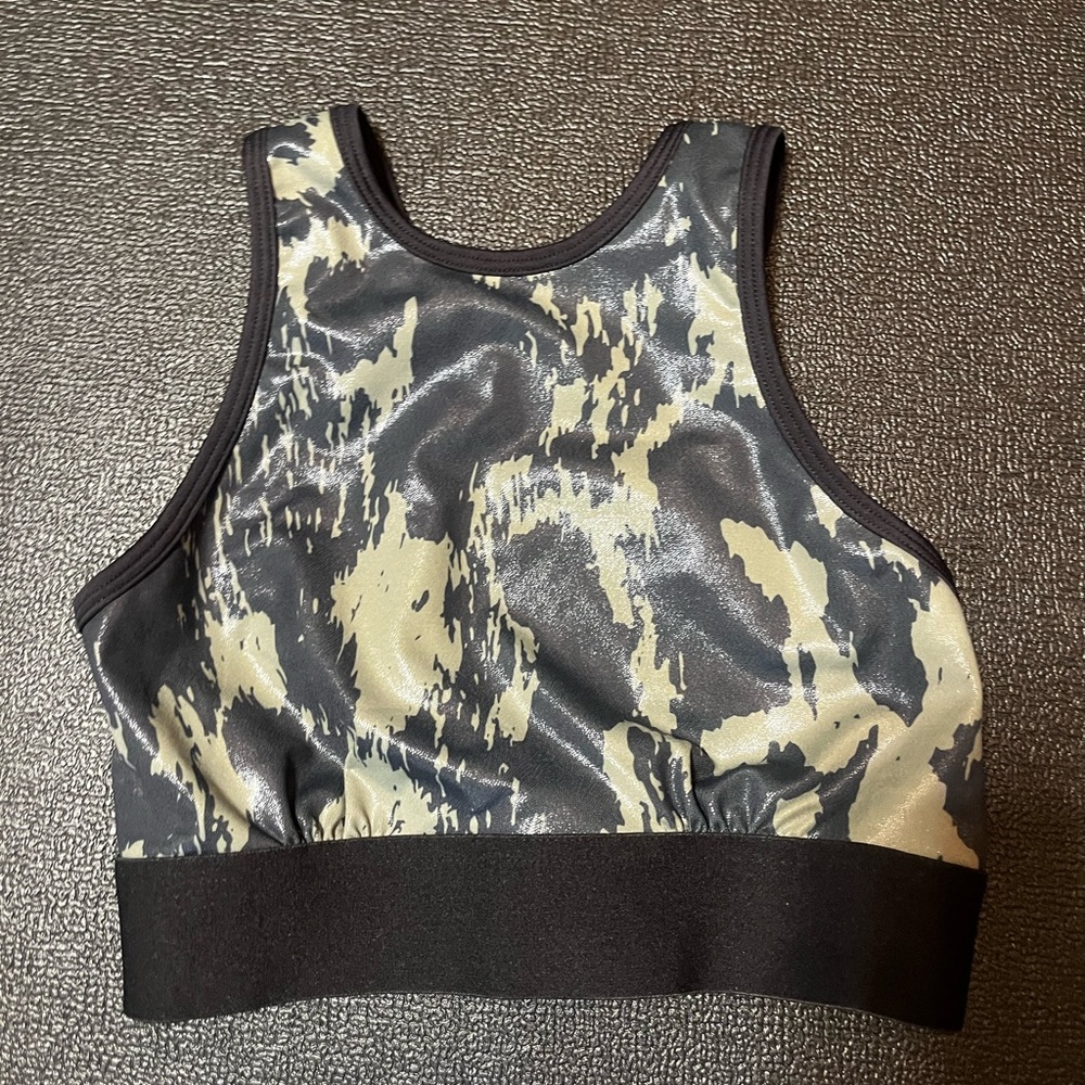 Noli Black and Green Camo Yoga Top Size S - Picture 3 of 5